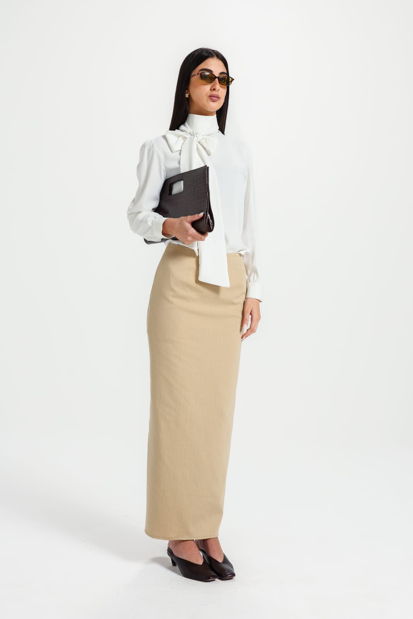 Pinstripe Column Skirt - View 3