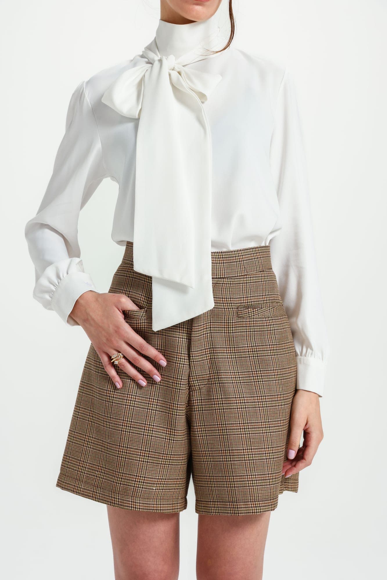 Glen Plaid Tailored Shorts - View 2